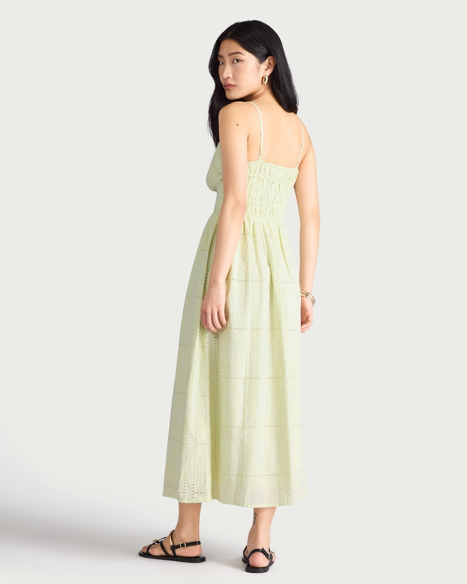 image 1 of The F&F Edit Pure Cotton Embroidered Patchwork Midi Dress in Green