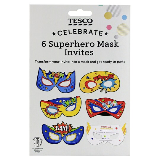 Tesco Dinosaur Party Invite Face Masks 6 Pack Tesco Groceries