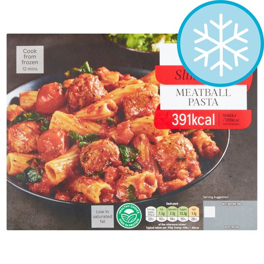 Tesco Slim Cook Meatball Pasta 500G Tesco Groceries