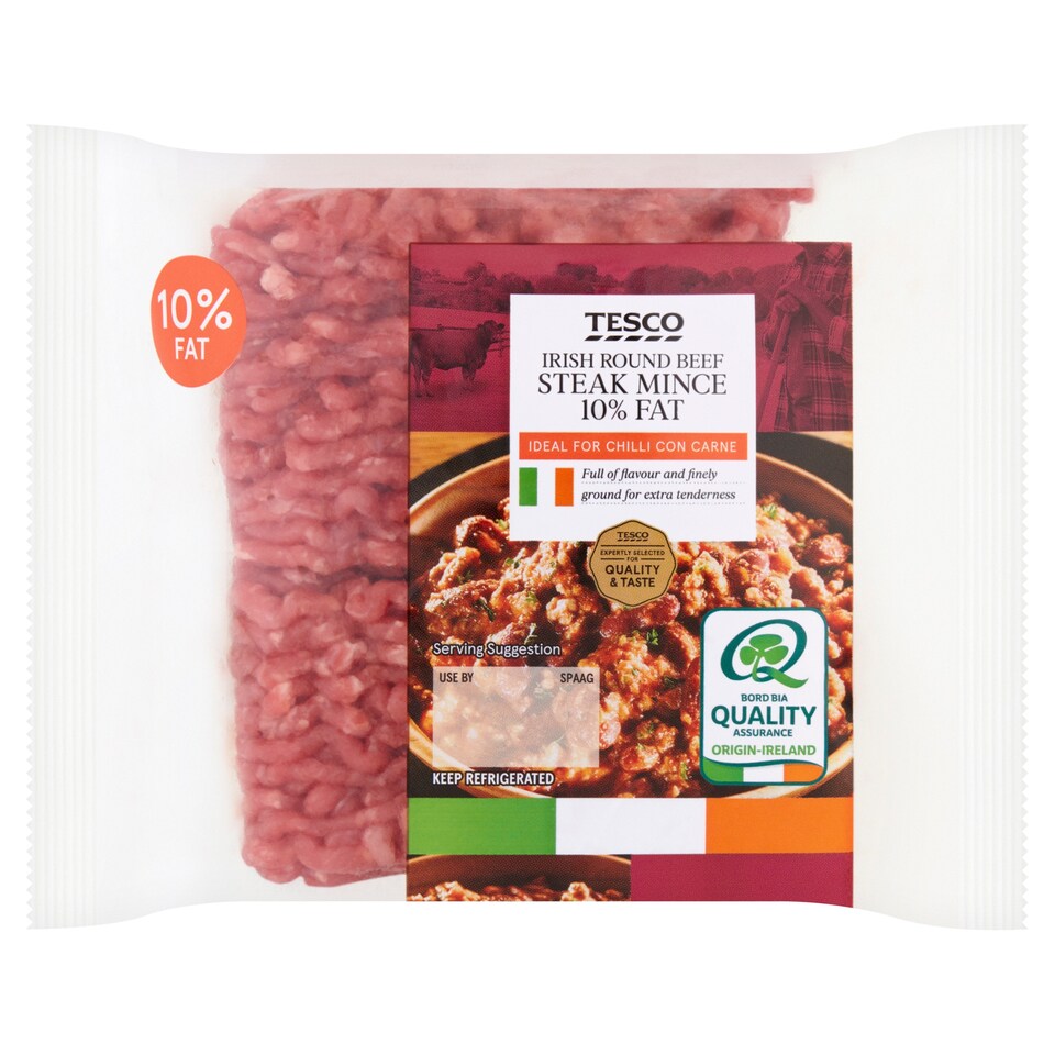Tesco Irish Round Beef Steak Mince 10% Fat 250g