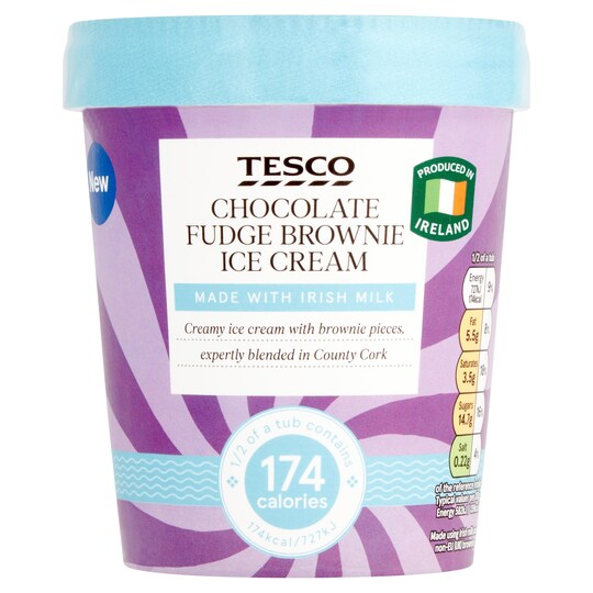 Tesco Chocolate Fudge Brownie Ice Cream 500Ml Tesco Groceries