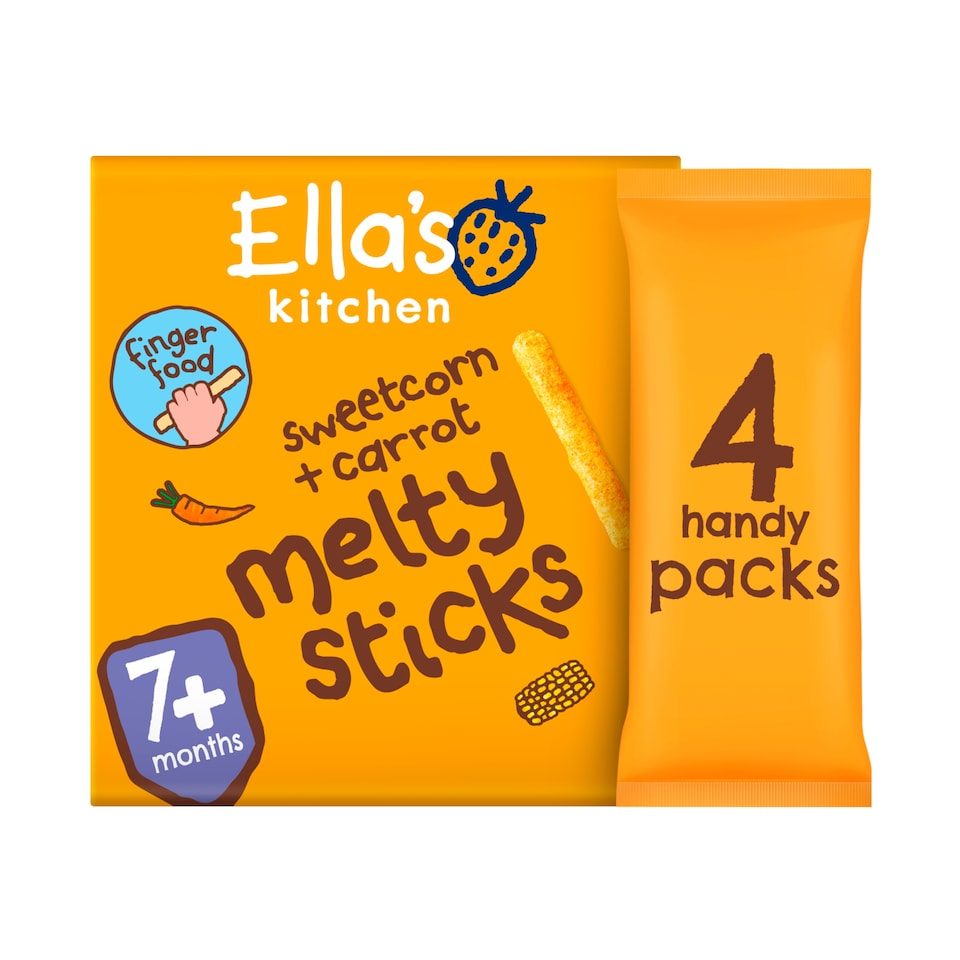image 1 of Ella's Kitchen Sweetcorn & Carrot Melty Sticks 4X6g