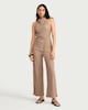 image 2 of F&F Crinkle Textured Wide Leg Co-ord Trousers in Mink