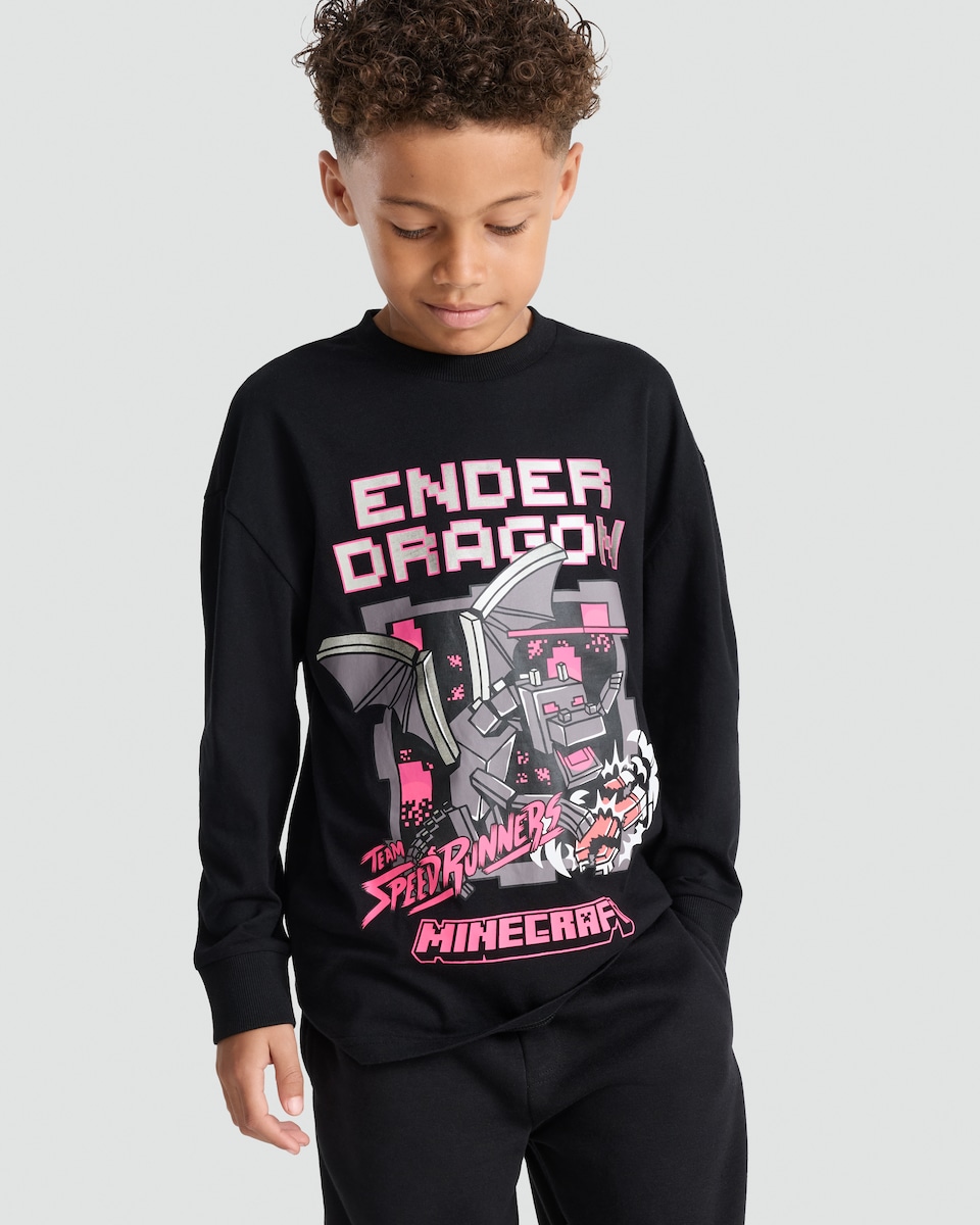 image 1 of Minecraft Ender Dragon Pure Cotton Top in Black
