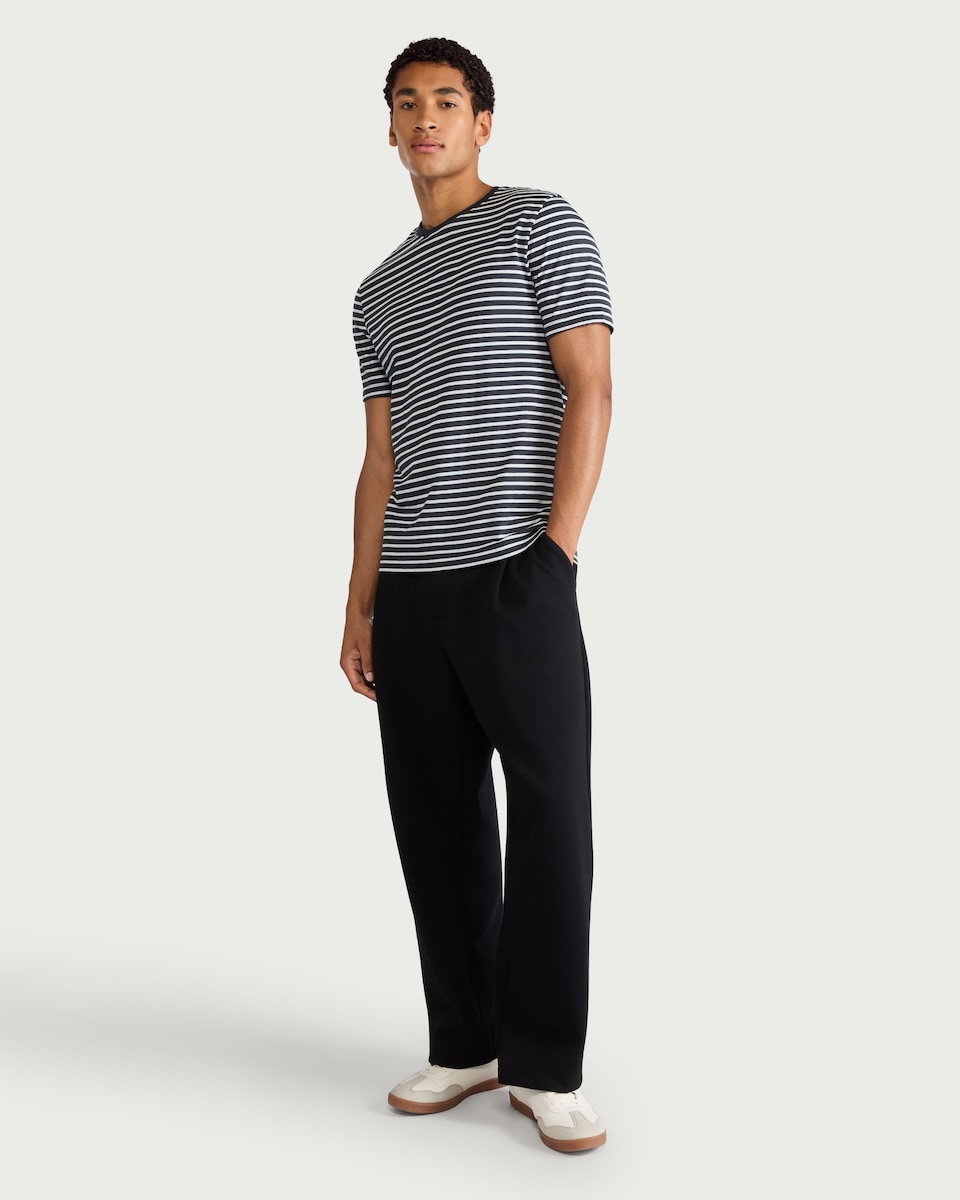 image 1 of F&F Pure Cotton Striped T-Shirt in Blue