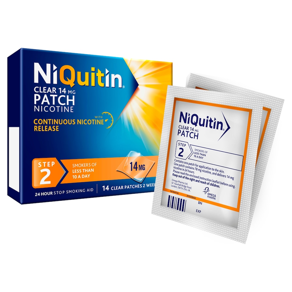 image 1 of NiQuitin Clear Patch Stop Smoking Aid Step 2 14mg Nicotine Patches 14s
