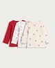 image 1 of F&F Baby 3-Pack Cotton Rich Floral and Bow Long Sleeved Tops in Red