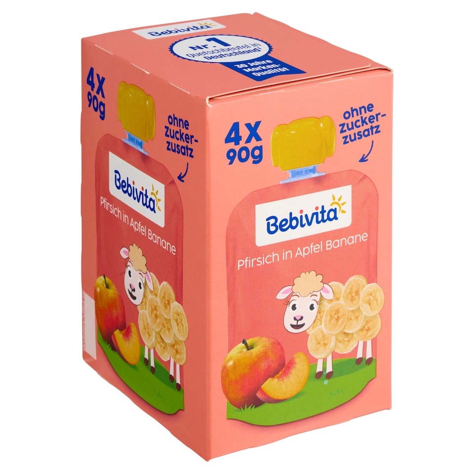 Obrázek 1 pro produkt Bebivita Jablko, banán, broskev 4 x 90g (360g)