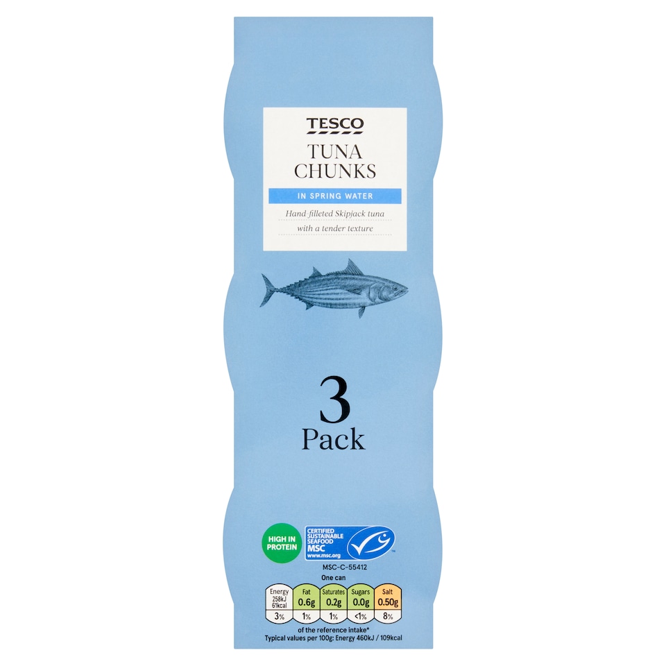 Tesco Tuna Chunks In Spring Water 3X80g
