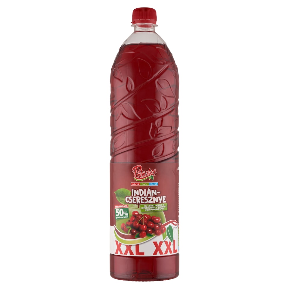 Pölöskei Indian Cherry Flavored Syrup with Reduced Energy Content with Sugar and Sweetener 1,5 l