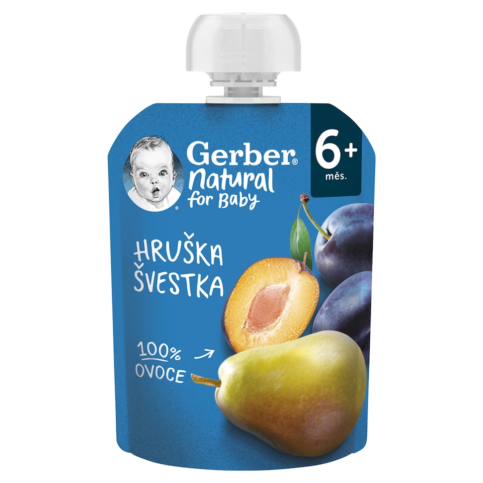 GERBER Natural kapsička hruška a švestka 90g