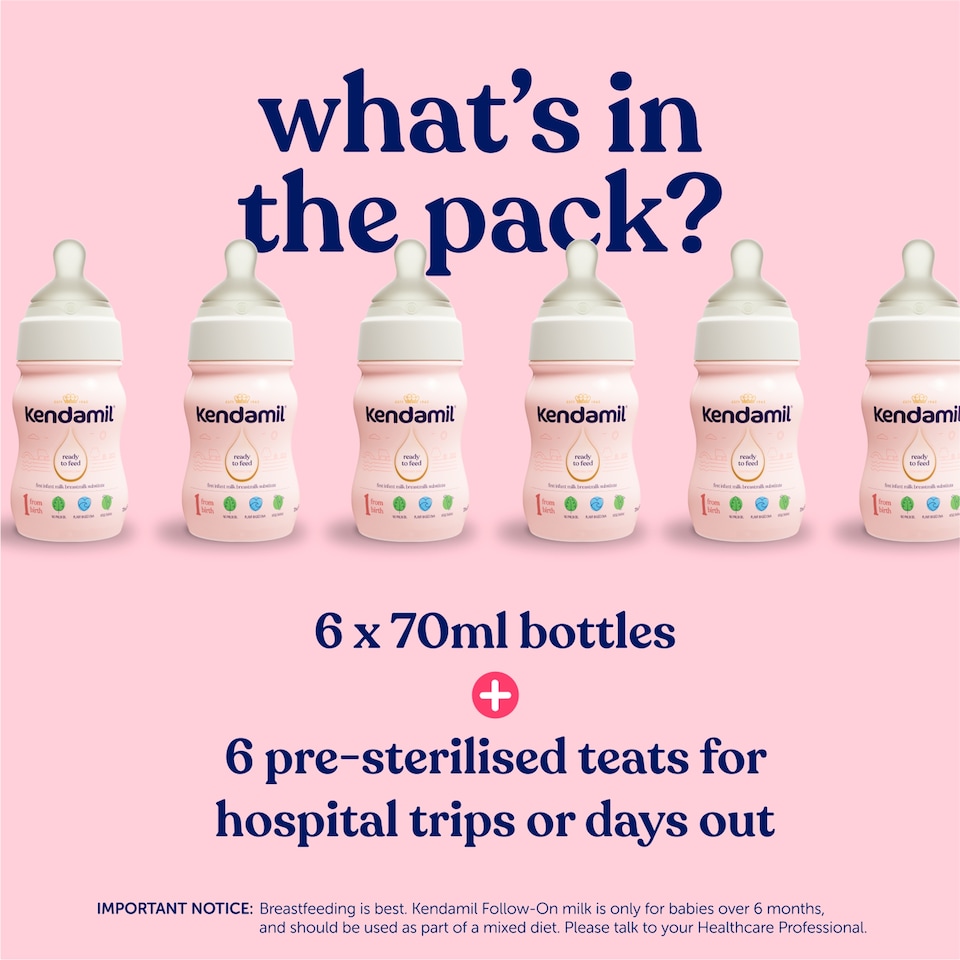 image 1 of Kendamil First Infant Milk Ready to Feed Starter Pack 6 x 70ml