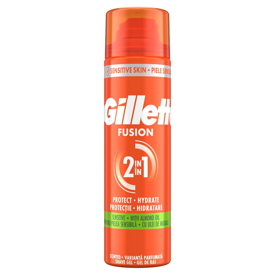 image 1 of Gillette Fusion Gél Na Holenie S Mandľovým Olejom, Na Citlivú Pokožku, 200ml