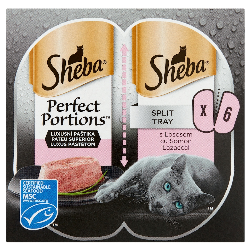 image 1 of Sheba Perfect Portions Complete Wet Food for Adult Cats with Salmon 3 x (2 x 37,5 g)