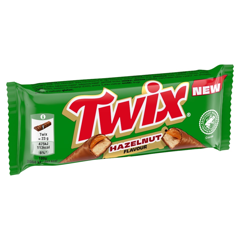Obrázek 1 pro produkt Twix Sušenka s karamelem máčená v mléčné čokoládě s příchutí lískových oříšků 2 x 23g (46g)