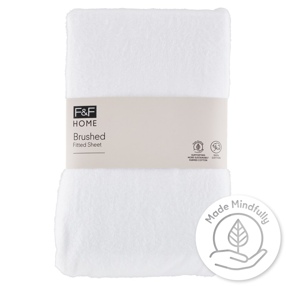 F&F Home White Brushed Fitted Sheet 100 x 200 cm