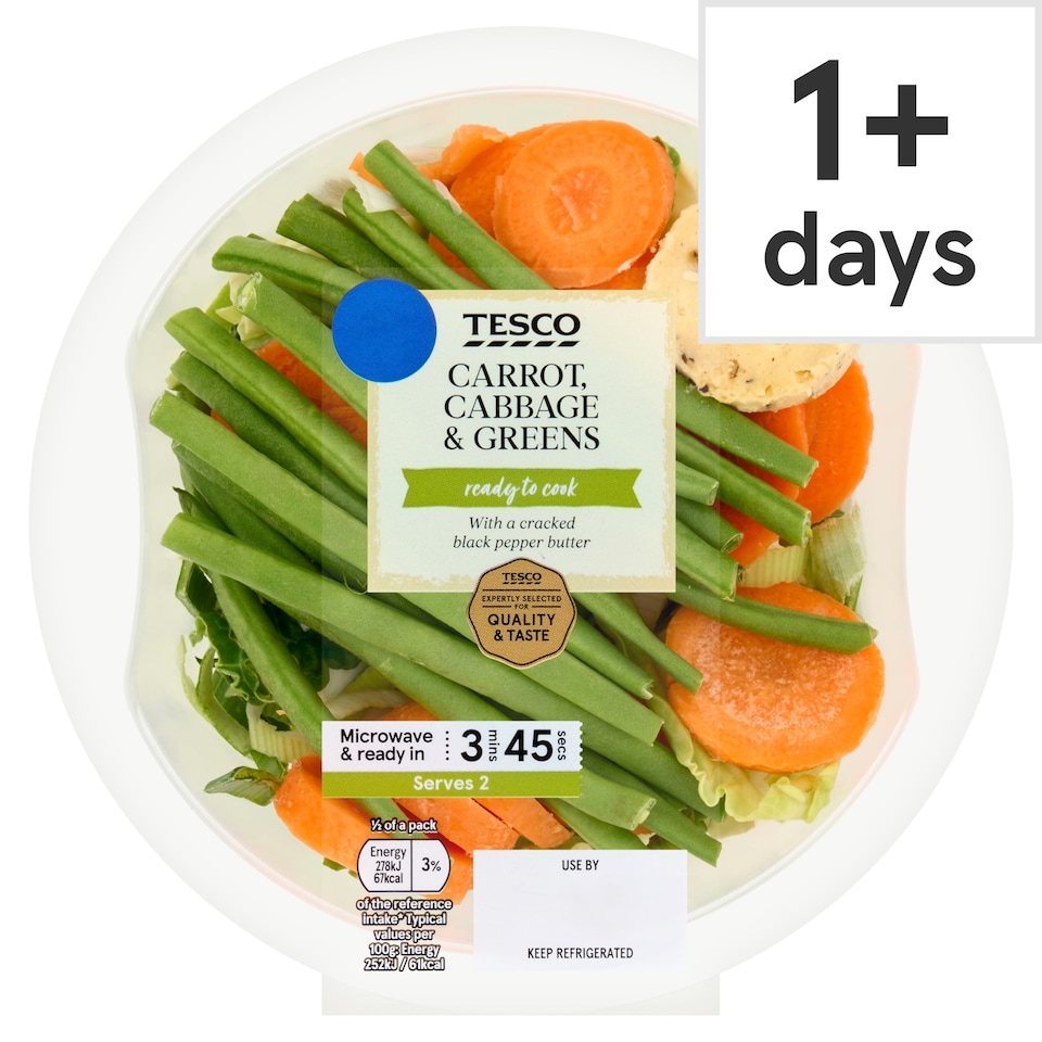 Tesco Carrot, Cabbage & Greens 220g