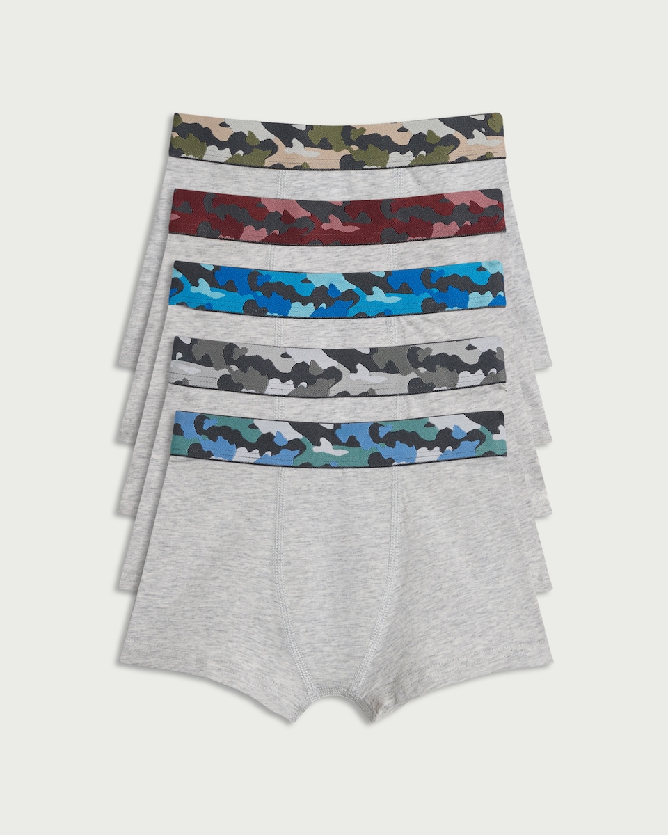 image 1 of F&F Boys 5-Pack Cotton Rich Trunks in Multi