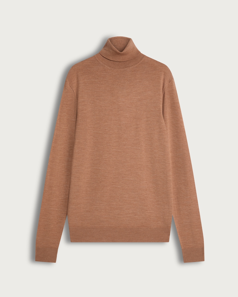 F&F Pure Merino Wool Roll Neck Jumper in Med Nude
