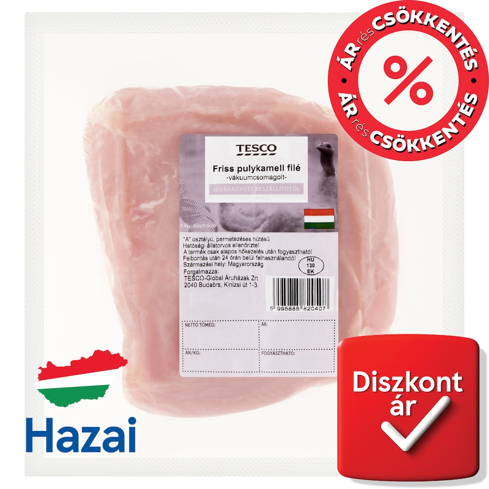 Tesco friss pulykamell filé 450 g
