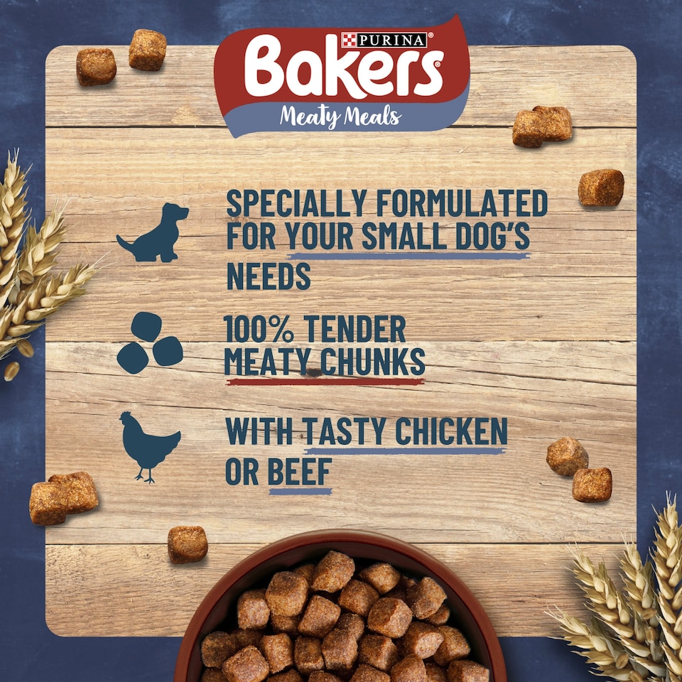 image 1 of Bakers Meaty Meals Adult Small Dry Dog Food Beef 1kg