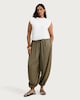image 1 of F&F Satin Balloon Leg Drawstring Trousers in Khaki