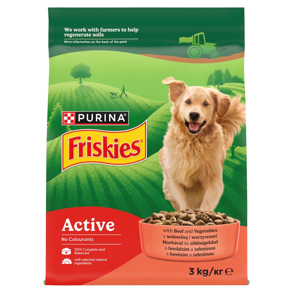 Purina Friskies Active marhával száraz kutyaeledel 3 kg