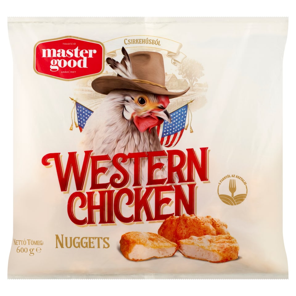 Master Good Western Chicken Nuggets gyorsfagyasztott elősütött csirkéből formázott termék 600 g  1. kép