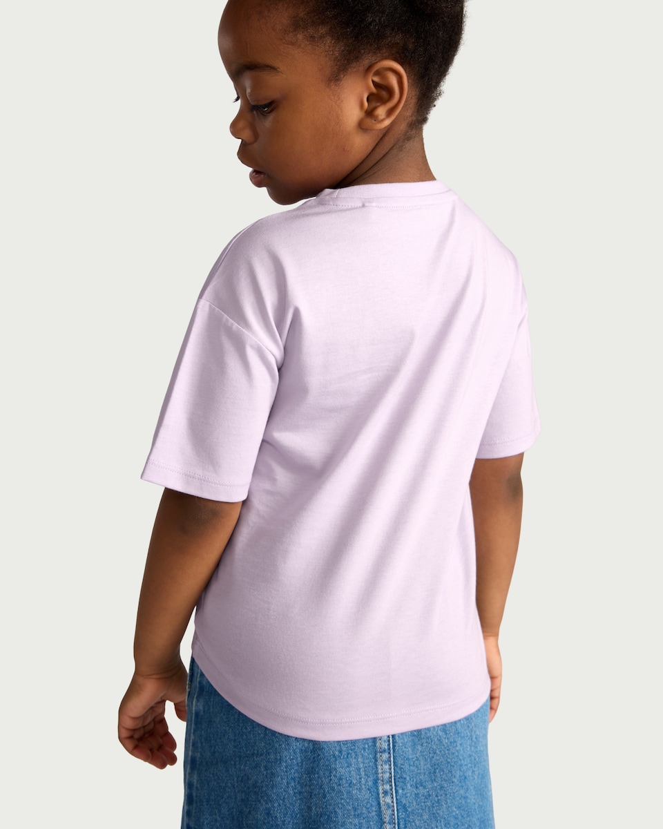 image 1 of F&F Girls Pure Cotton Bow Appliqué T-Shirt in Lilac