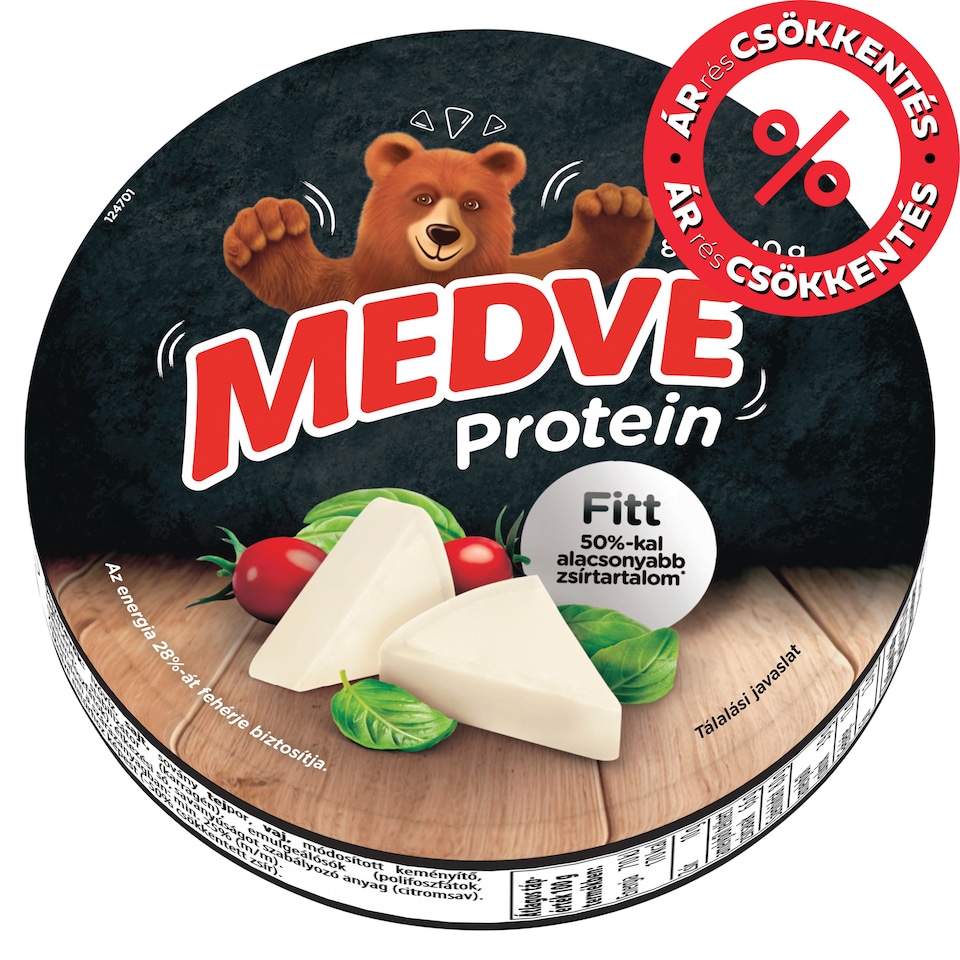 Medve Protein, fitt natúr kenhető, félzsíros ömlesztett sajt 8 x 17,5 g (140 g)