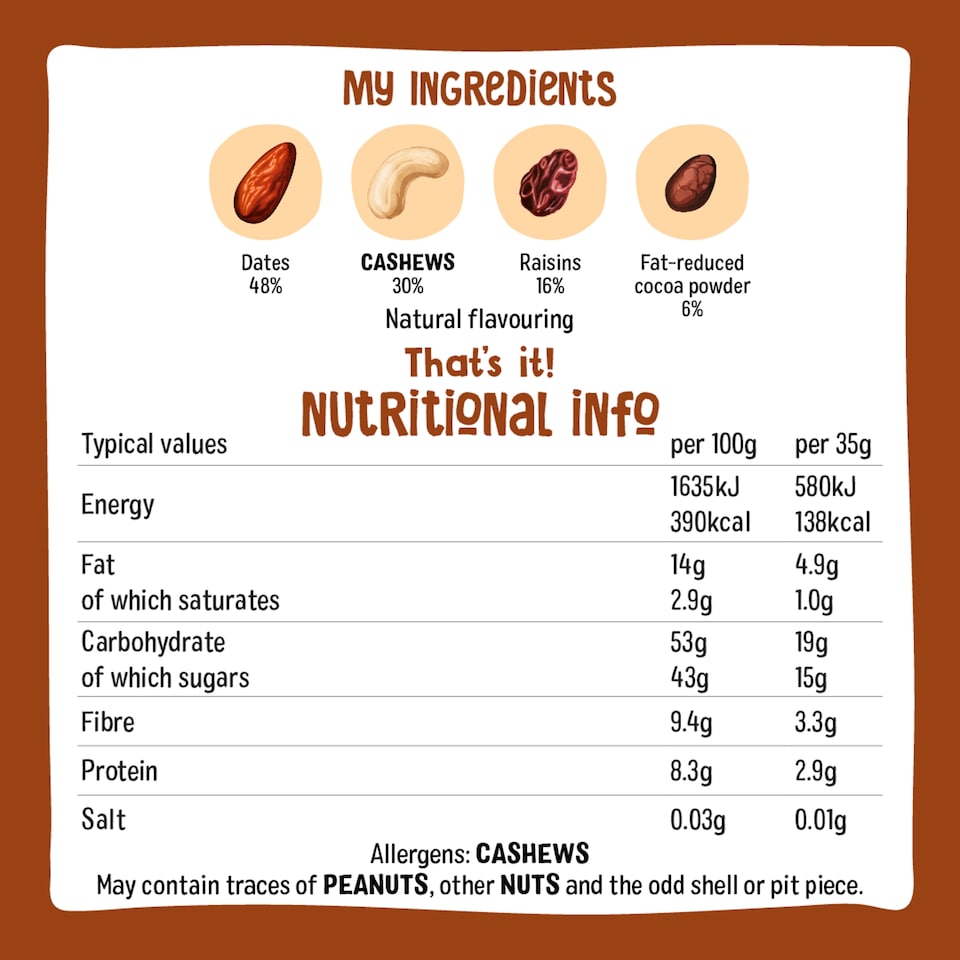 image 1 of nakd. Cocoa Delight Fruit & Nut Bars 4 x 35g