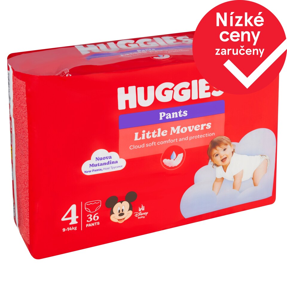 Huggies Little Movers plenkové kalhotky velikost 4 pro děti 9-14kg 36 ks