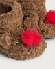 image 3 of F&F Girls Borg Textured Reindeer Slippers in Neutral