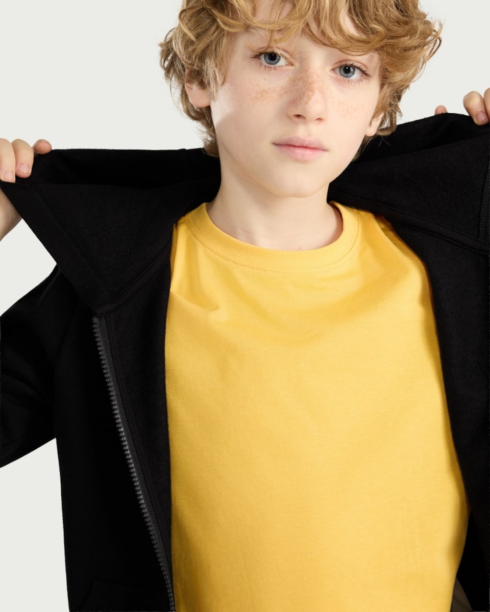 image 1 of F&F School Girls Cotton Rich Zip Up Hoodie in Black
