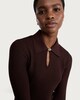 image 2 of F&F Ribbed Keyhole Long Sleeved Top in Chocolate