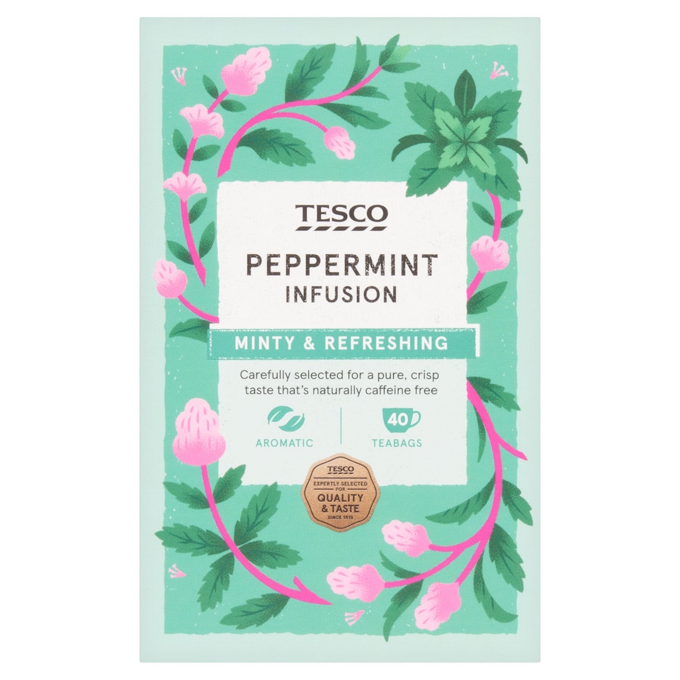 Tesco Peppermint 40 Tea Bags 60G