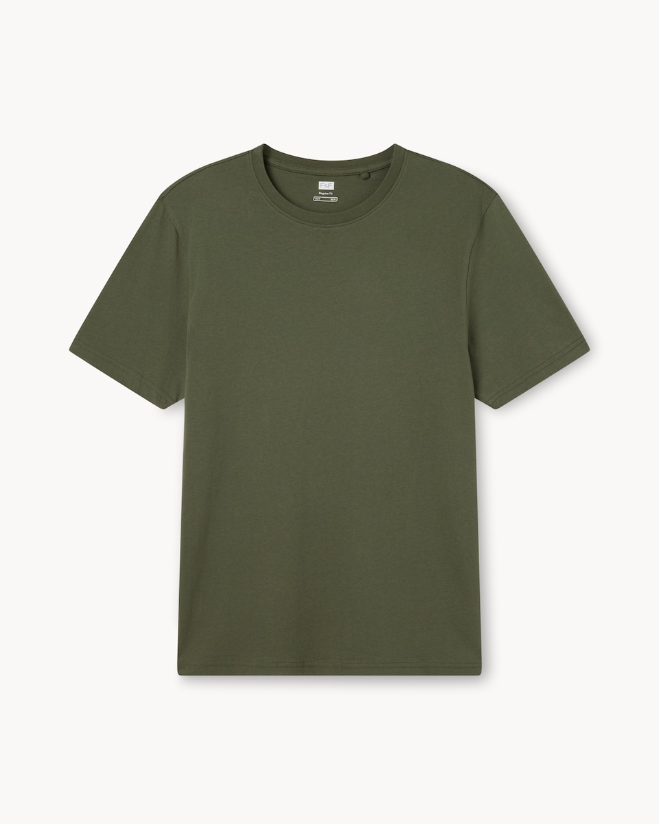 image 1 of F&F Pure Cotton T-Shirt in Khaki