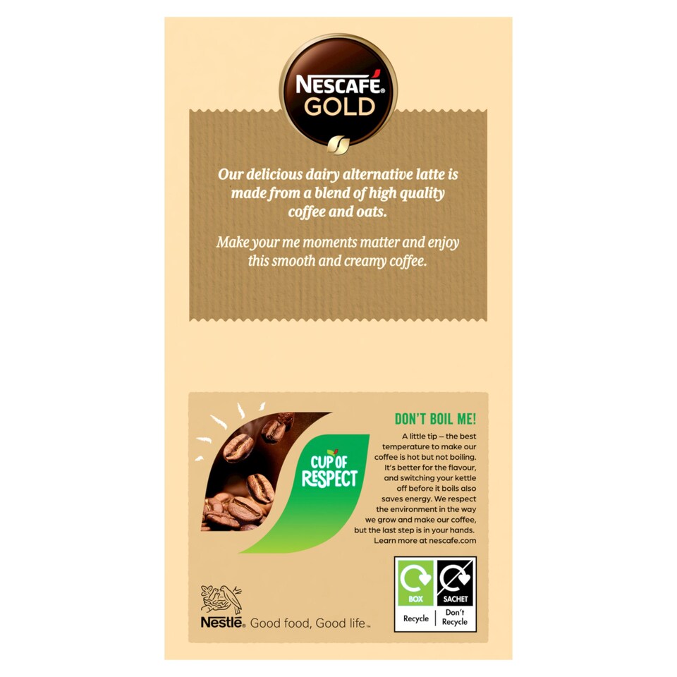image 1 of Nescafe Gold Plant-Based Oat Latte Coffee Sachets 6x16g