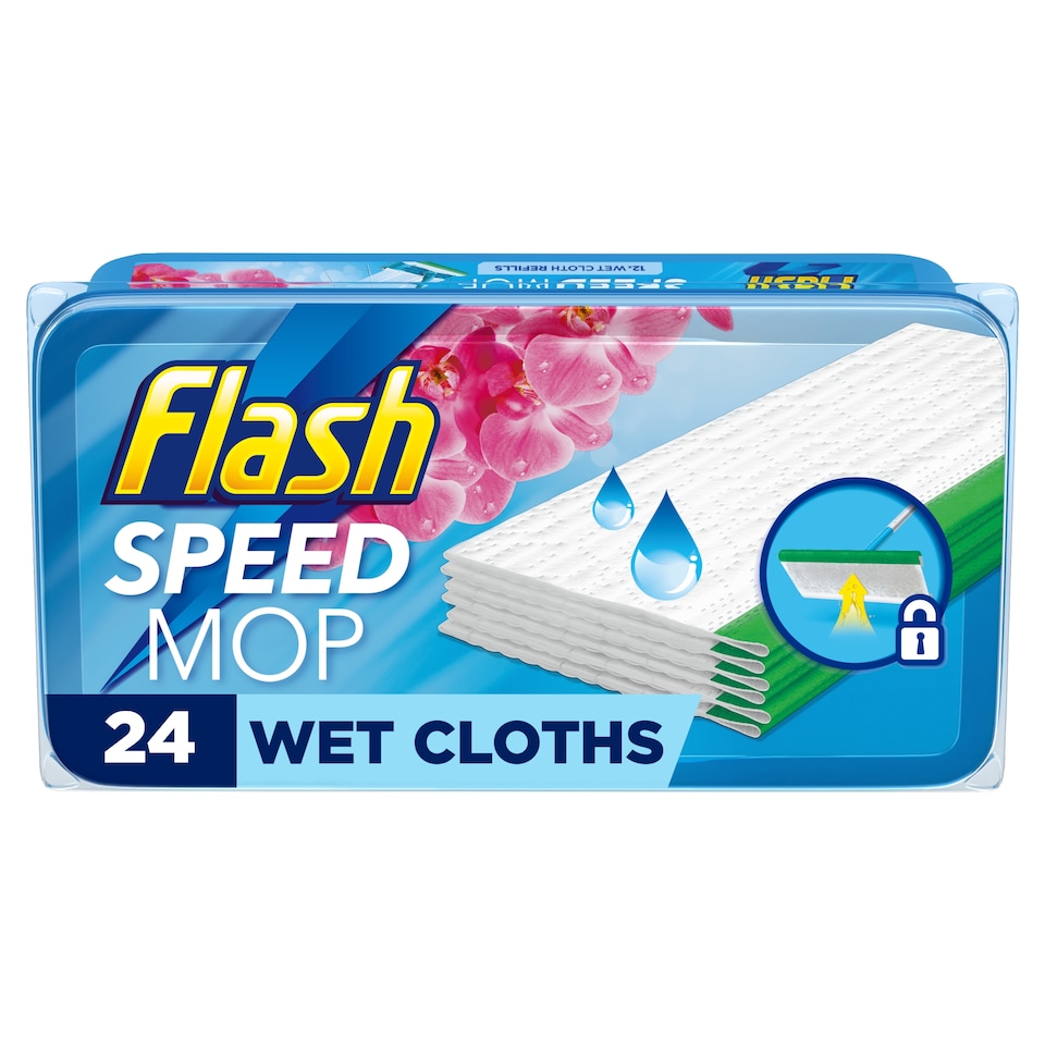 image 1 of Flash Speed Mop Wet Cloths Refills Wild Orchid 24 Pads