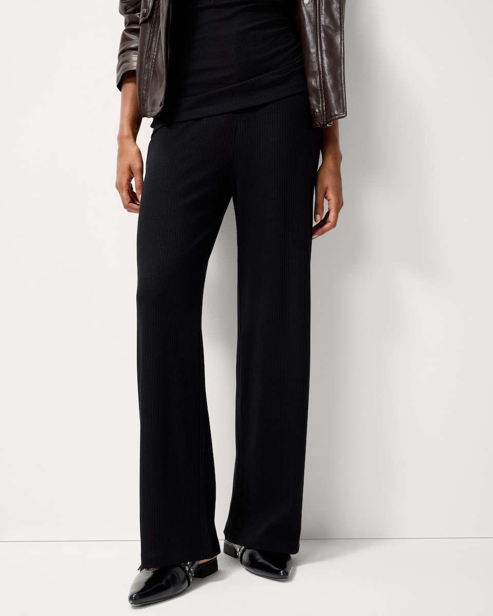 image 1 of F&F Cotton Blend Wide Leg Co-ord Trousers in Black