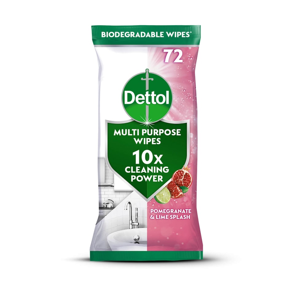 Dettol Multi Purpose Cleaning Pomegranate & Lime 72 Wipes