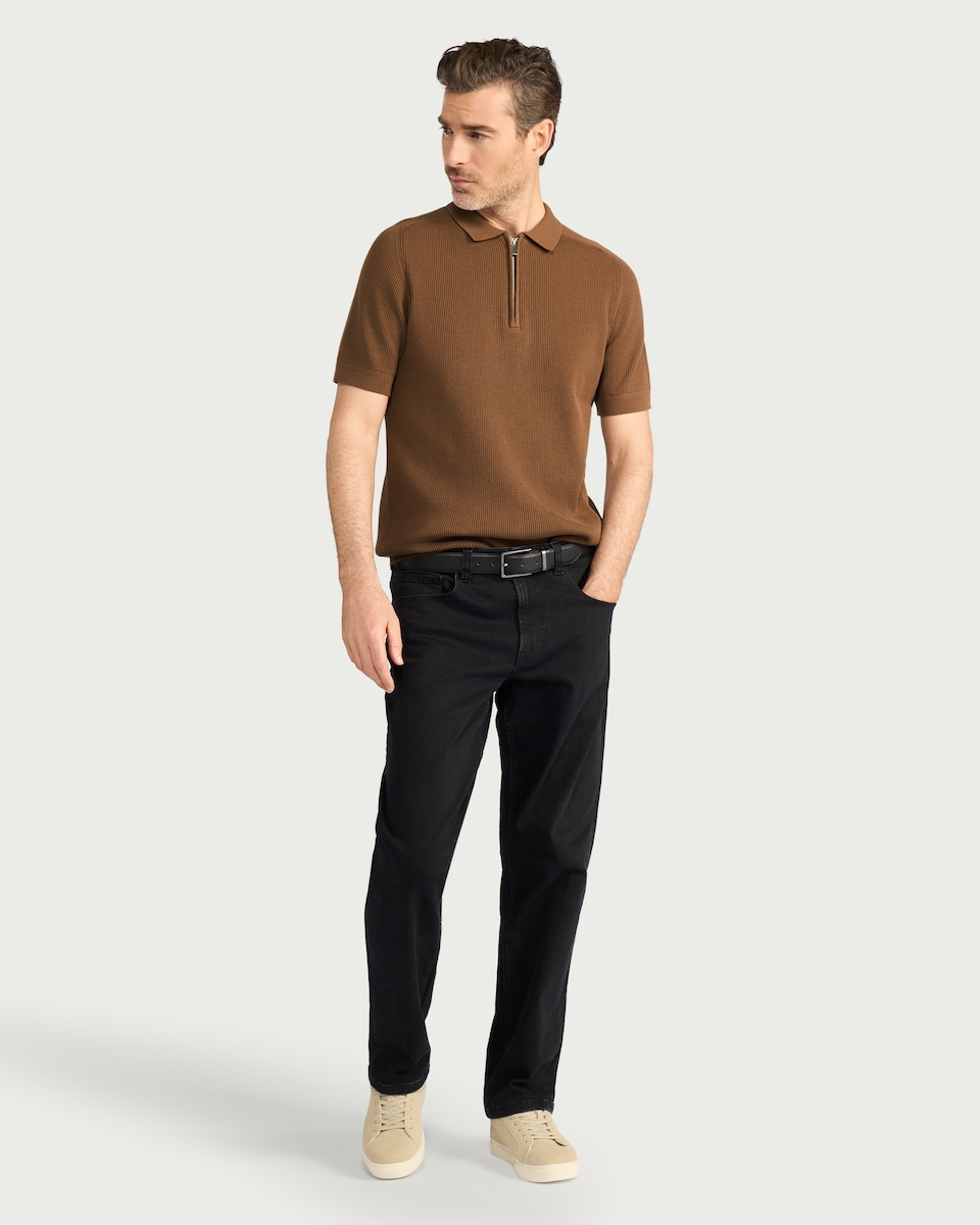 image 1 of F&F Pure Cotton Knitted Polo Shirt in Brown
