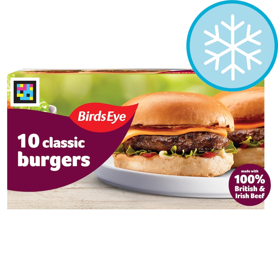 Birds Eye 10 Classic Beef Burgers with Onion 567g