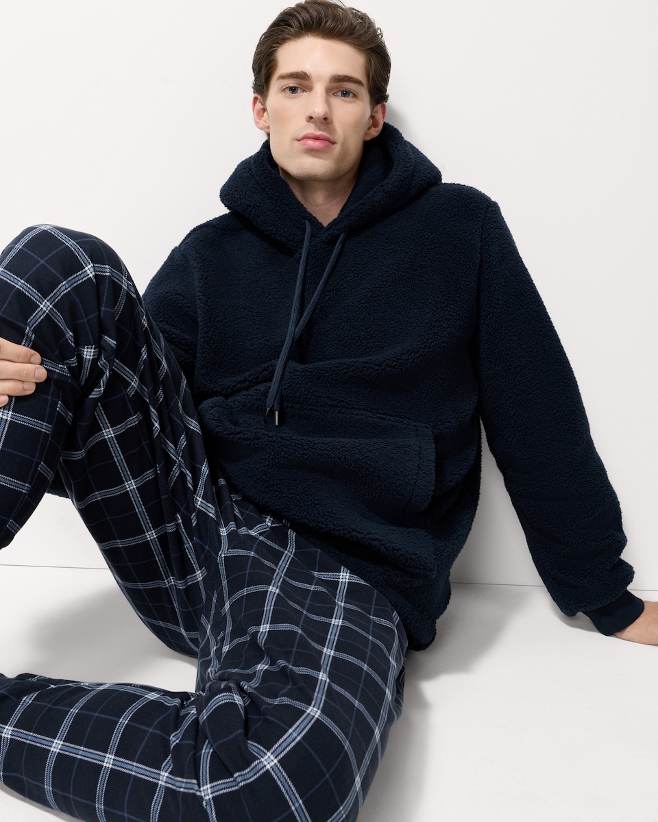 image 1 of F&F Fleece Pyjama Hoodie in Navy