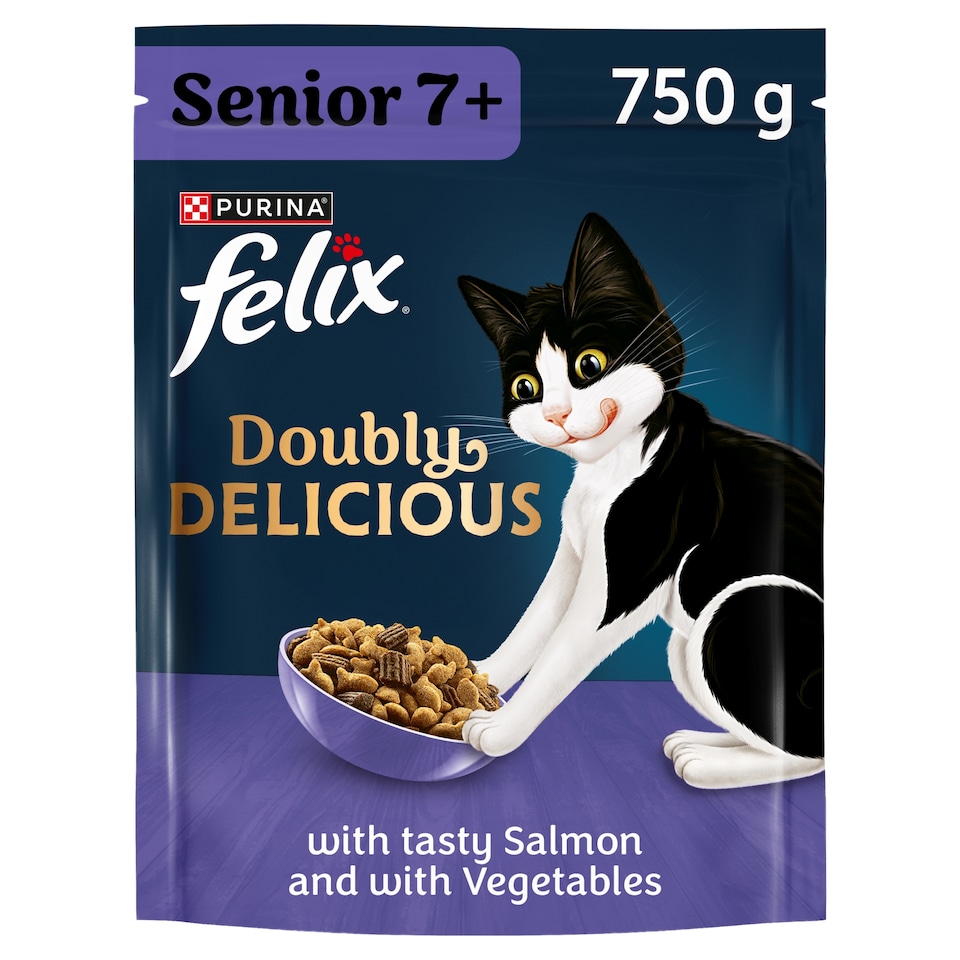 image 1 of FELIX Doubly Delicious Senior Salmon & Vegetables Dry Cat Food 750g