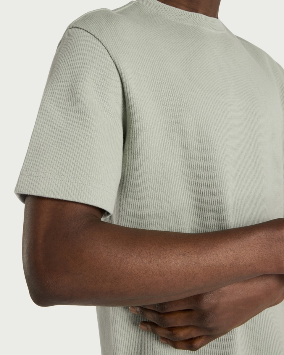 image 1 of F&F Pure Cotton Textured Co-ord T-Shirt in Green