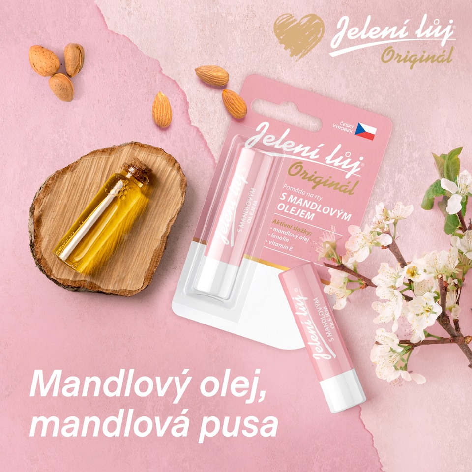 Obrázek 1 pro produkt Jelení Lůj Originál pomáda na rty s mandlovým olejem
