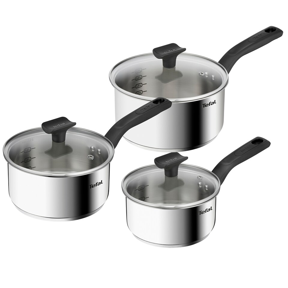 image 1 of Tefal Titanium Max 3 Piece Saucepan & Lid Set