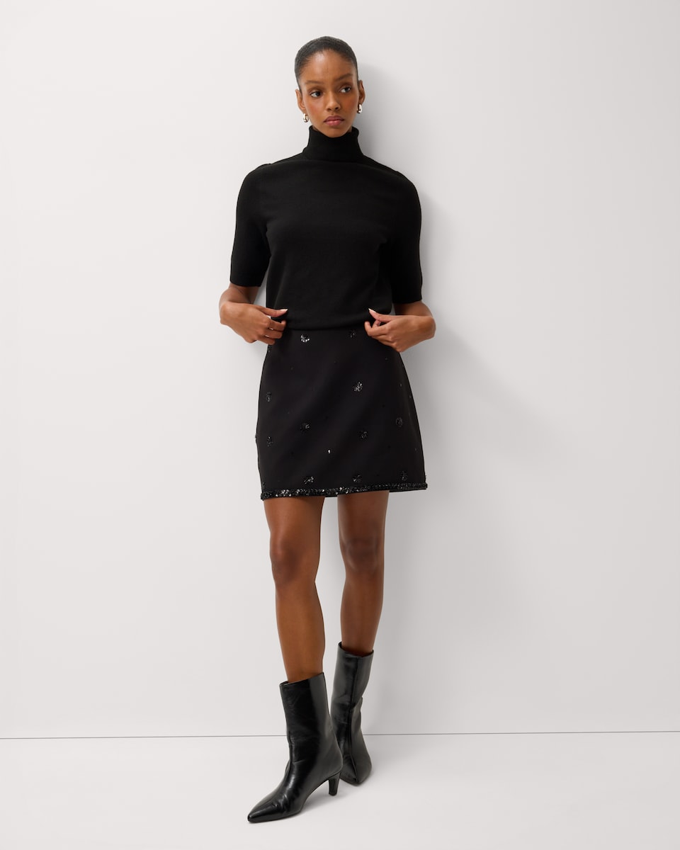 image 1 of F&F Sequin Beaded Mini Skirt in Black