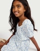 image 3 of F&F Girls Textured Floral Dress in Multi Blue